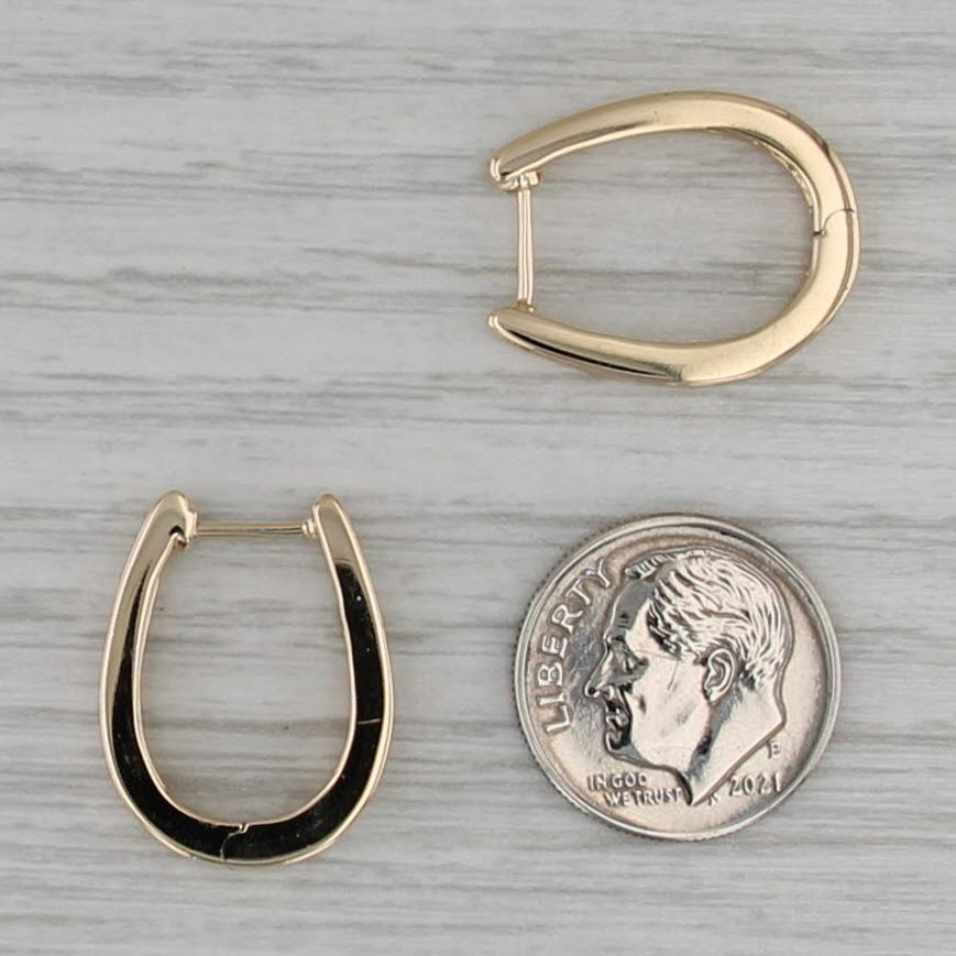 0.58ctw Diamond Oval Hoop Earrings 14k Yellow Gold Hinged Snap Top Hoops