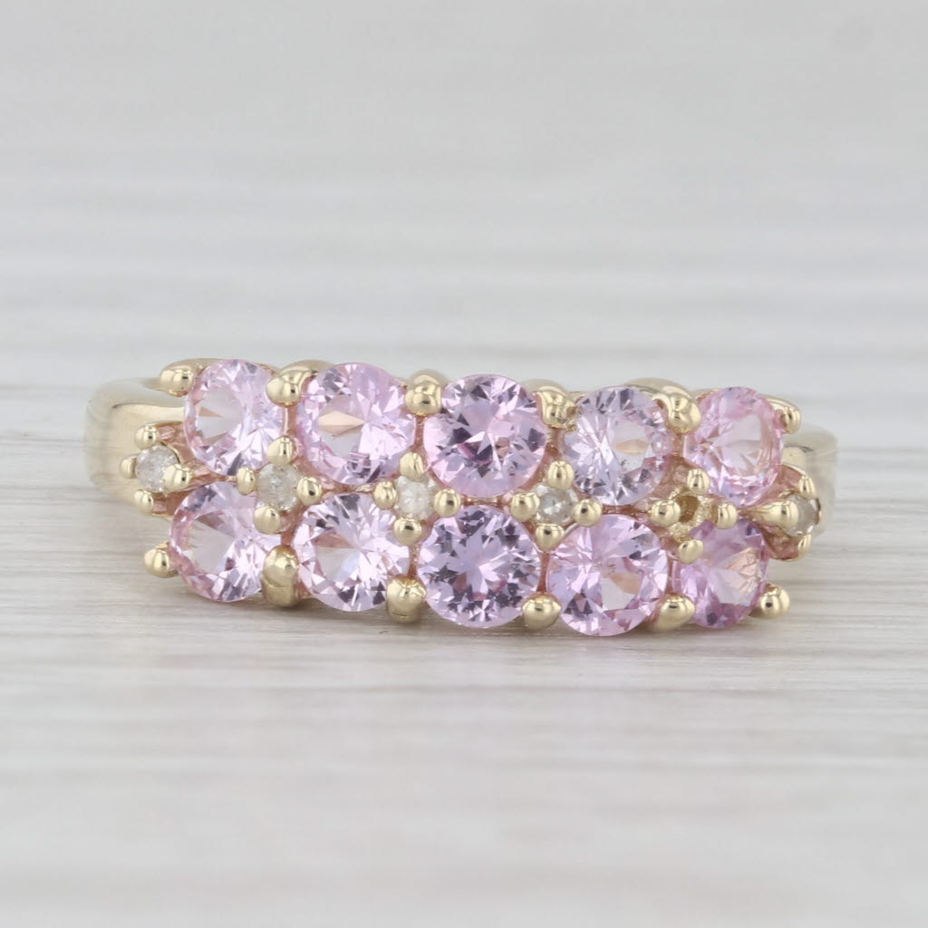 Light Gray 1.63ctw Pink Sapphire Diamond Ring 10k Yellow Gold Size 6 Stackable