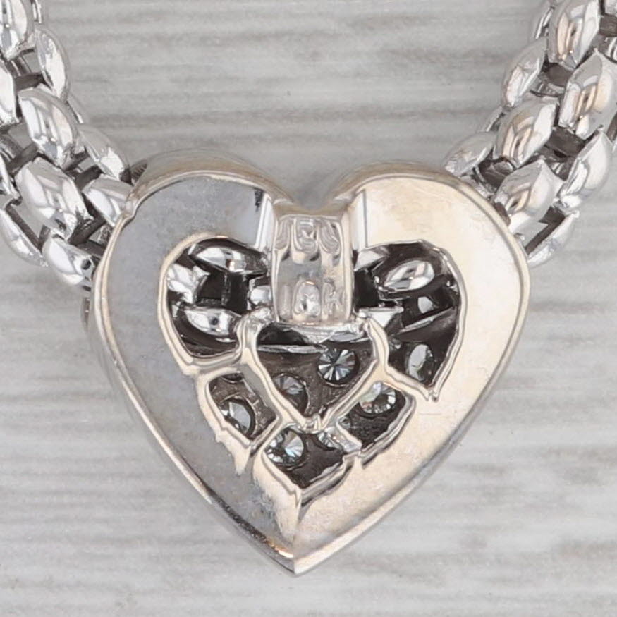 Gray 0.42ctw Diamond Cluster Heart Slide Pendant 18k White Gold 17.5" Fope