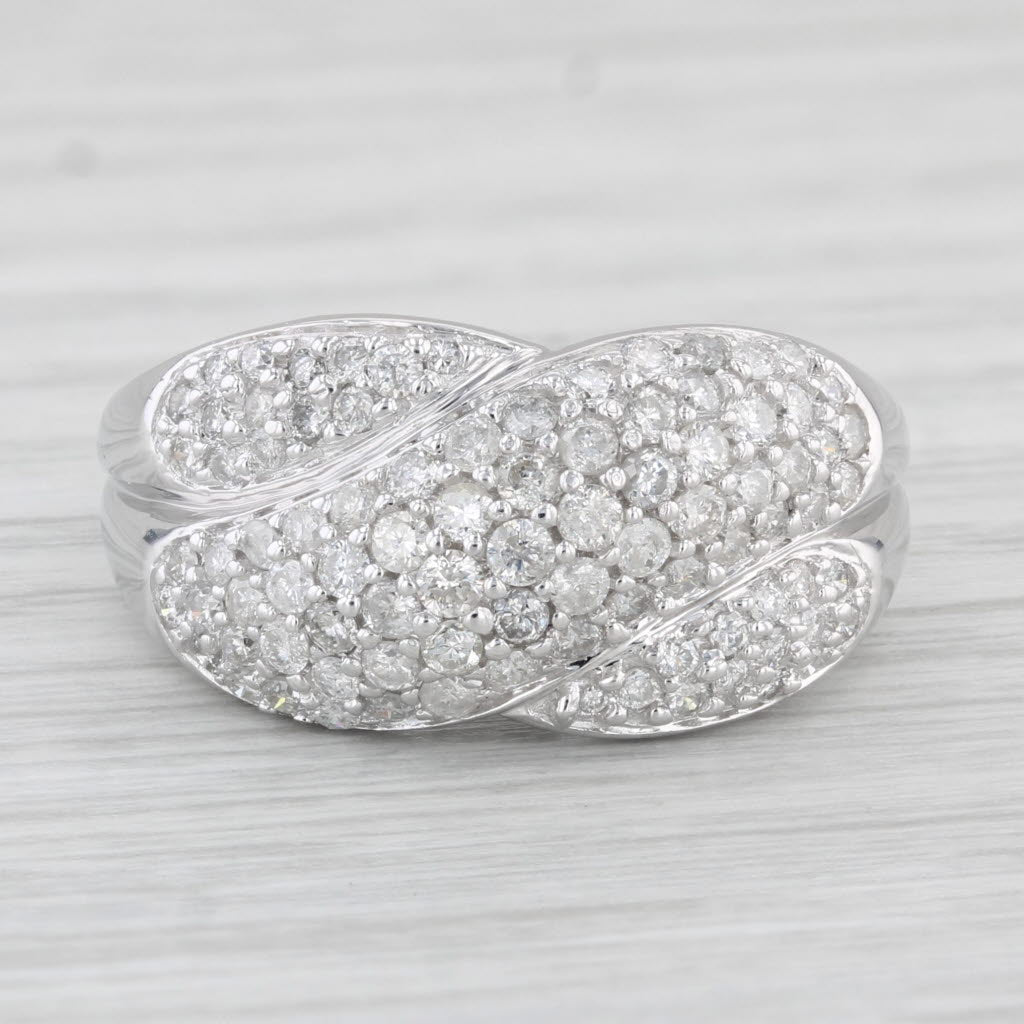 Light Gray 0.98ctw Diamond X Crossover Ring 14k White Gold Size 7 Cocktail