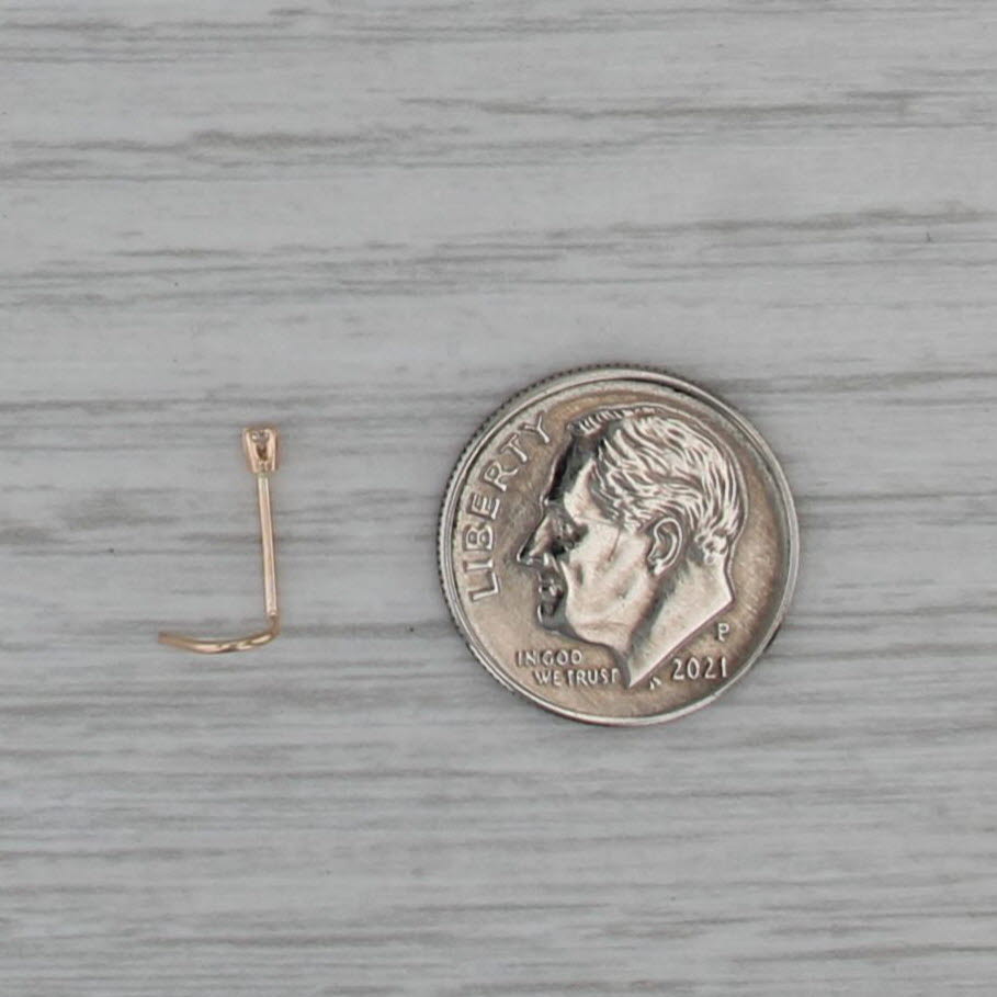 New Diamond Nose Stud Piercing 14k Yellow Gold Round Solitaire Curved Post