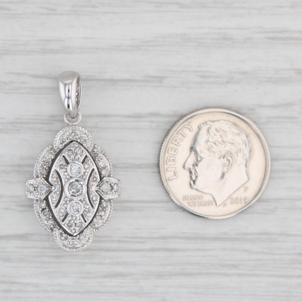 Light Gray Ornate 0.25ctw Diamond Pendant 14k White Gold