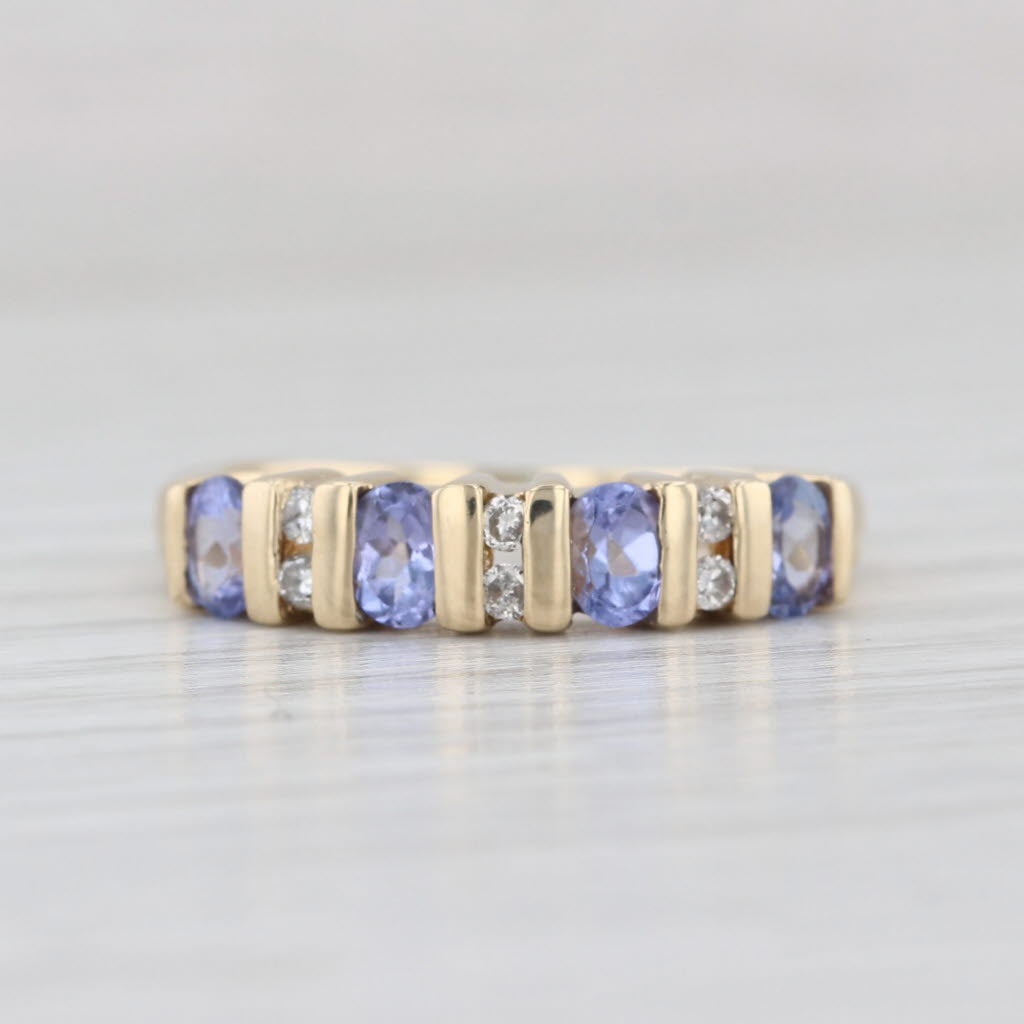0.85ctw Tanzanite Diamond Ring 10k Yellow Gold Size 6.5 Stackable