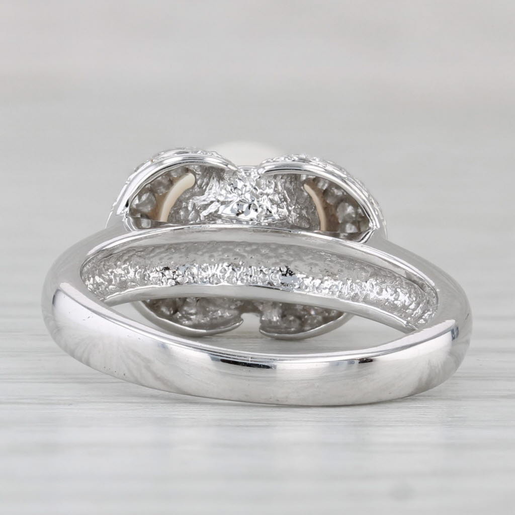 Gray 0.28ctw Diamond Cultured Pearl Ring 14k White Gold Size 5.75