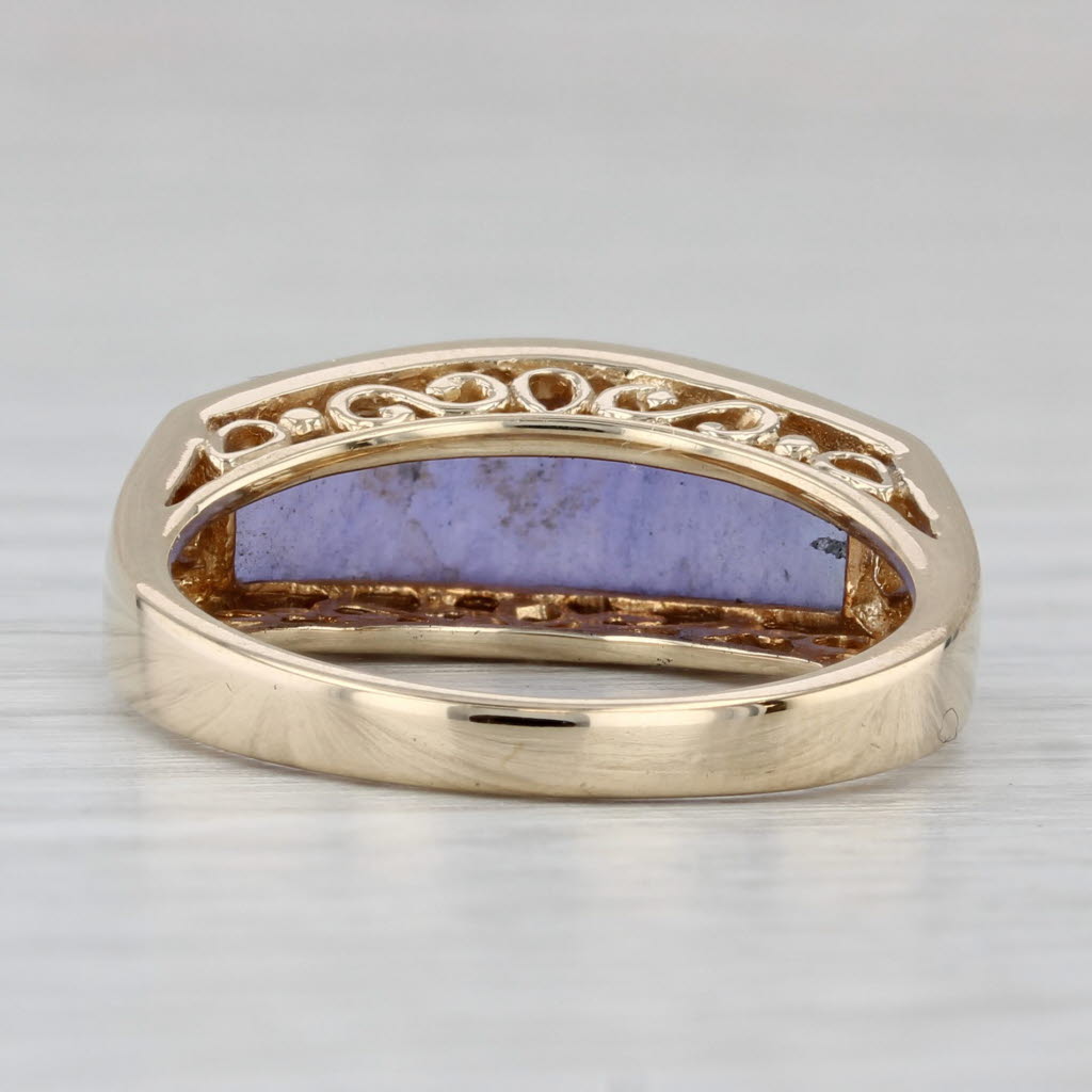 Gray Purple Jadeite Jade Ring 14k Yellow Gold Size 7.25 Stackable