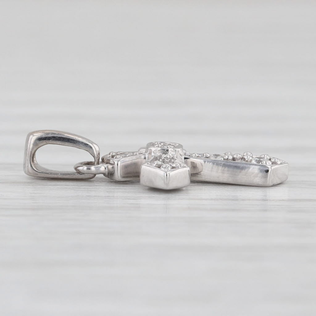 Little Diamond Cross Pendant 14k White Gold Small Drop