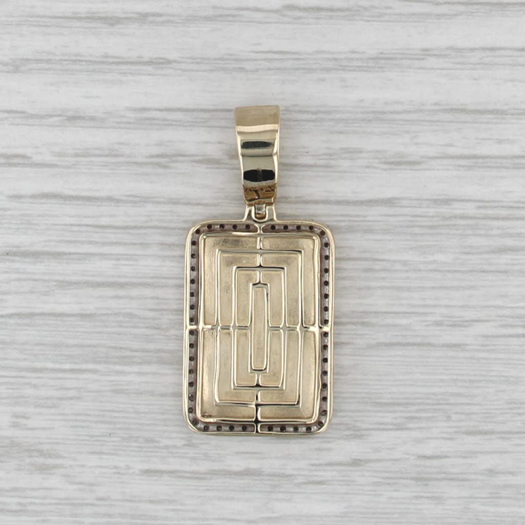 0.79ctw Diamond Halo Engravable Pendant 10k Yellow Gold