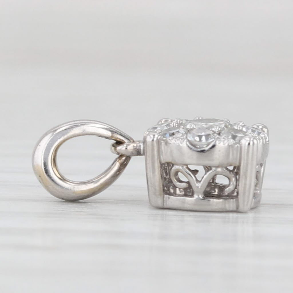 Light Gray 0.40ctw Round Brilliant Diamond Cluster Pendant 14k White Gold Small Drop