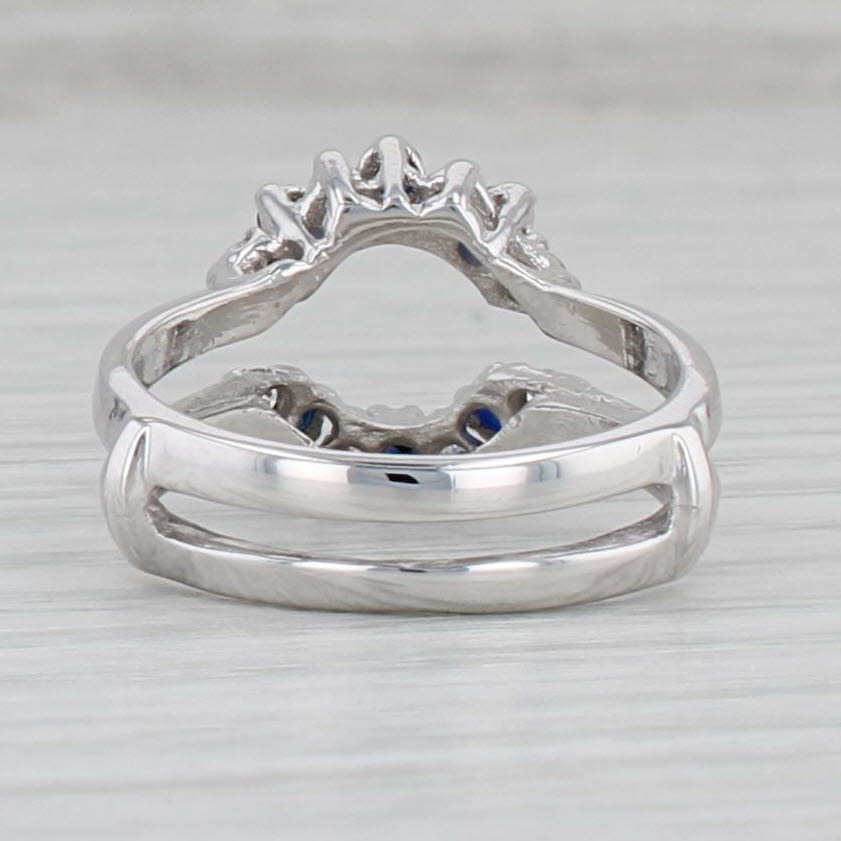 Gray 0.46ctw Blue Sapphire Diamond Ring Jacket Guard 14k White Gold Size 5.5 Wrap