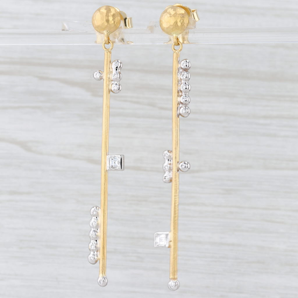 Light Gray Lika Bejar Deco Collection 0.62ctw Diamond Dangle Earrings 18k 22k Gold