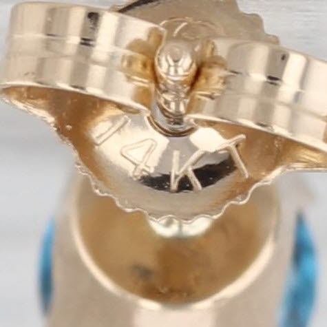 1.24ctw London Blue Topaz Stud Earrings 14k Yellow Gold Round Solitaire Studs