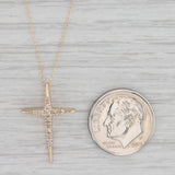 Diamond Cross Pendant Necklace 14k Yellow Gold Curb Chain 19.25"