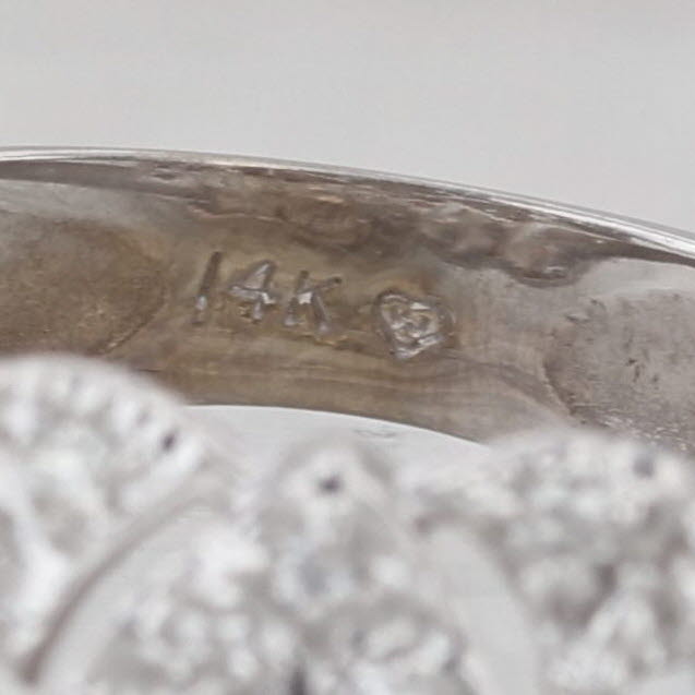0.65ctw Diamond Cluster Hearts Ring 14k White Gold Size 6 Cocktail