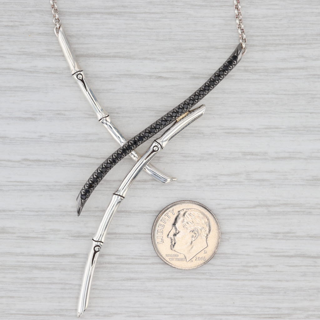 Light Gray John Hardy Bamboo Collection Statement Necklace 0.30ctw Sapphire Sterling Silver