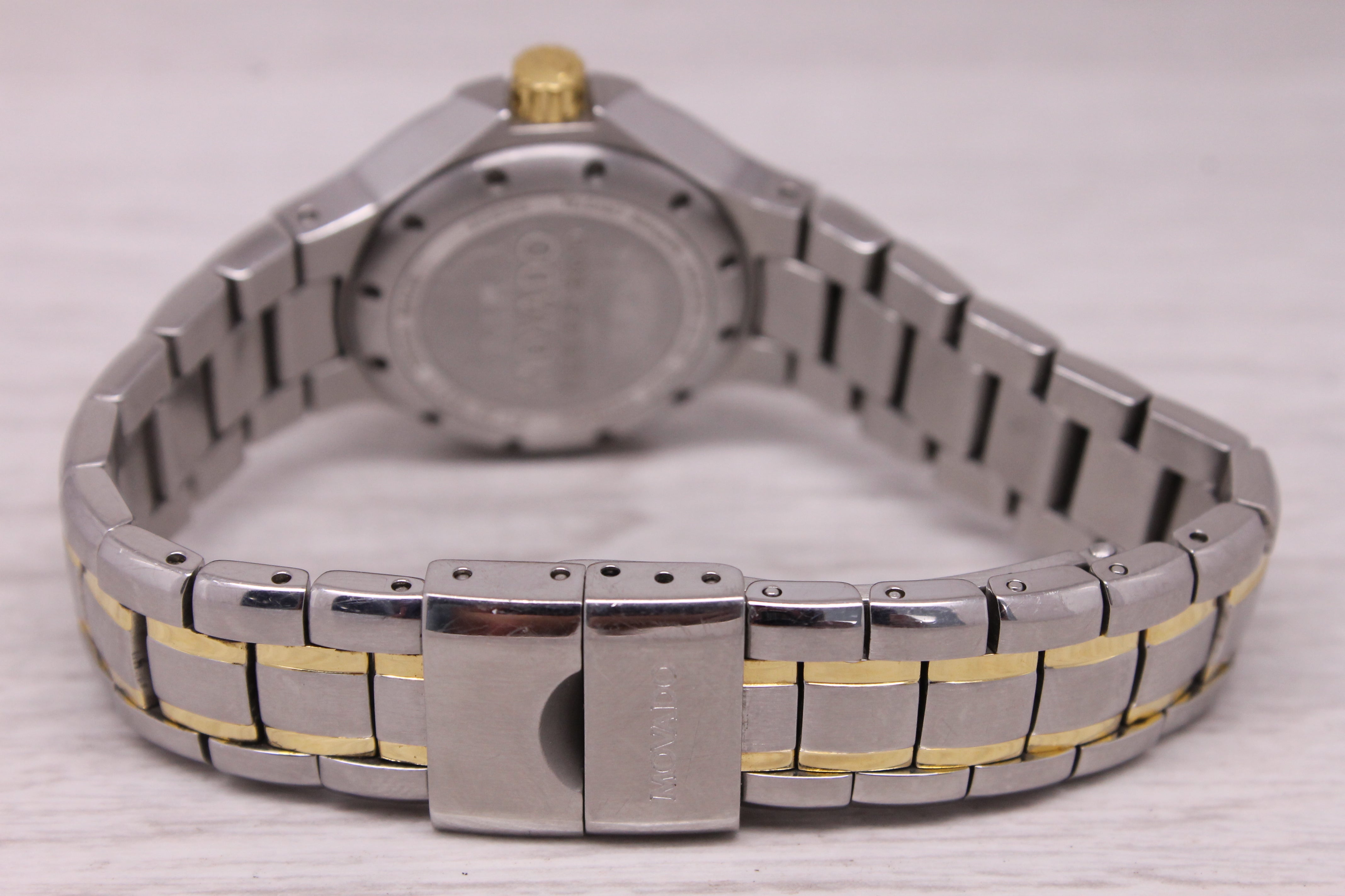 Movado Ladies Series 800 Diamond Bezel MOP 30mm Watch Two-Tone Steel Quartz Date