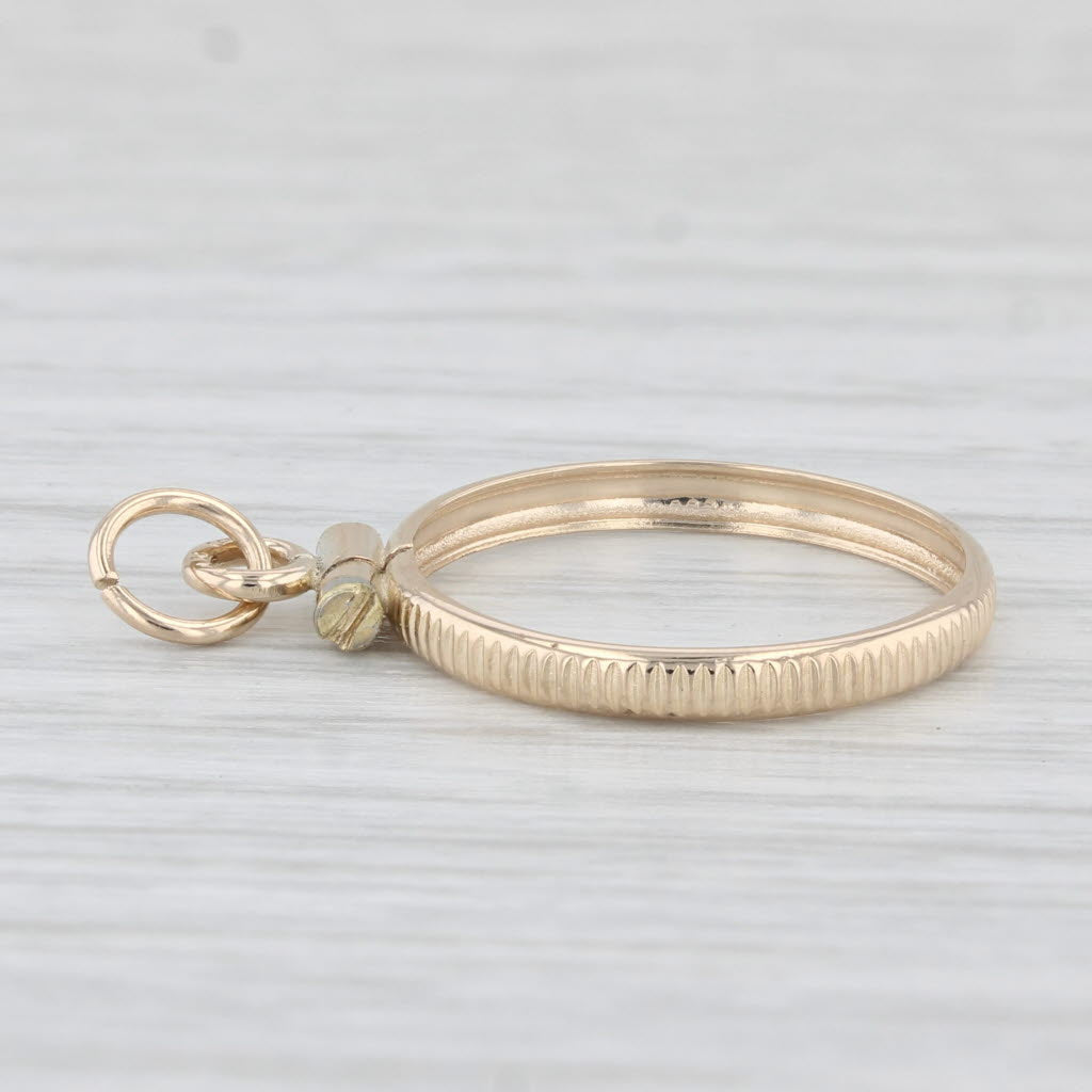 Light Gray Coin Pendant Bracelet 14k Yellow Gold Charm 15mm