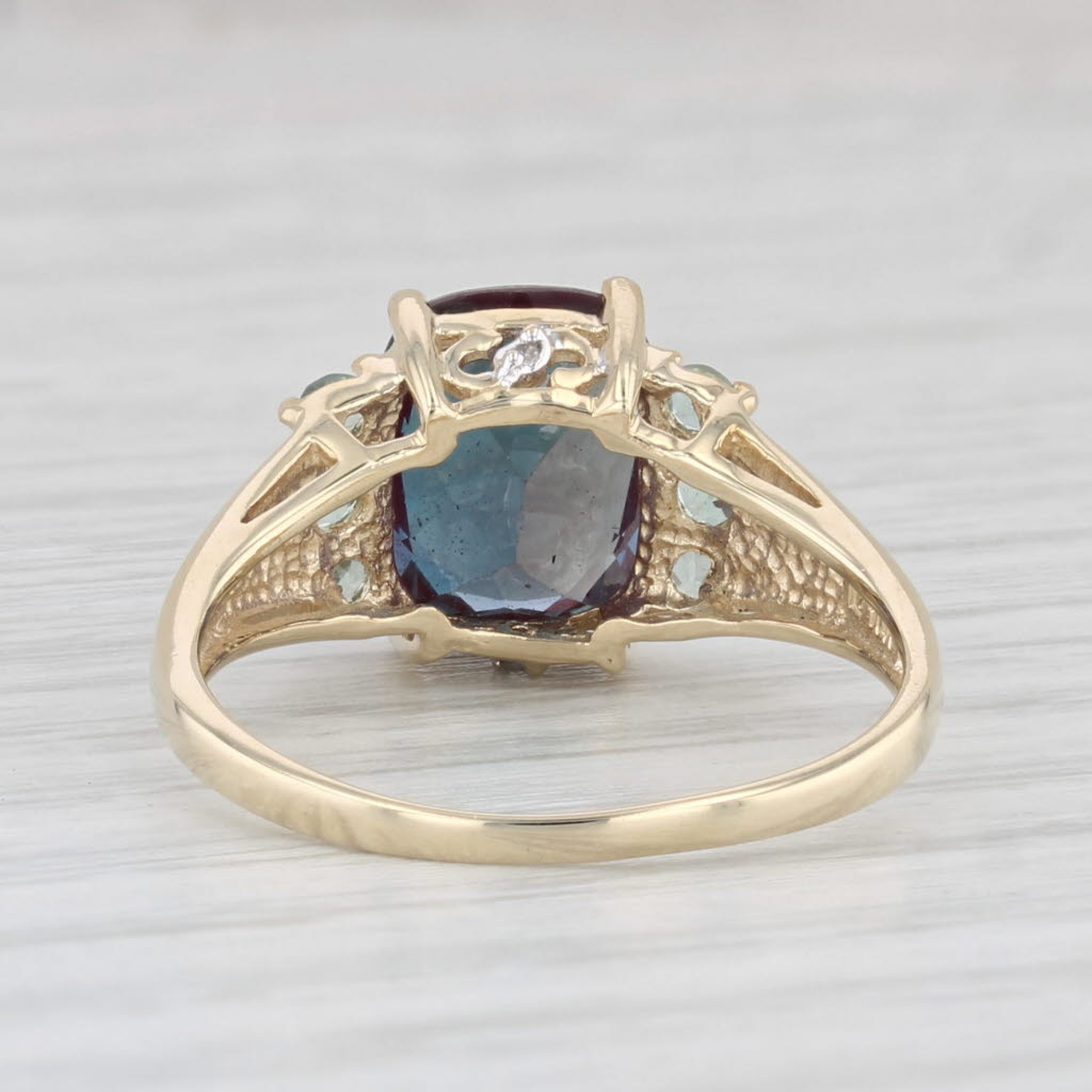 Light Gray 3.74ctw Lab Created Alexandrite Chrysoberyl Diamond Ring 10k Yellow Gold Sz 7.75