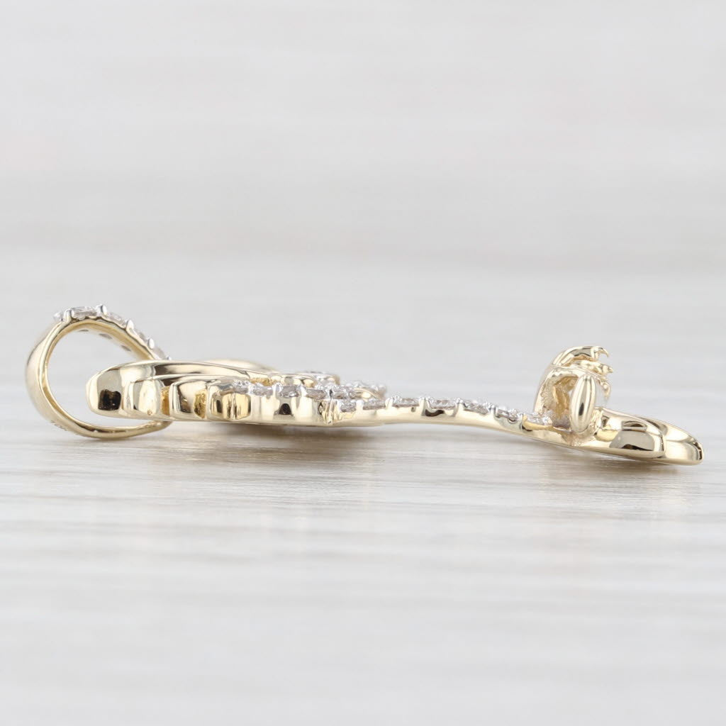 Light Gray 0.30ctw Diamond Accented Owl Pendant 10k Yellow Gold