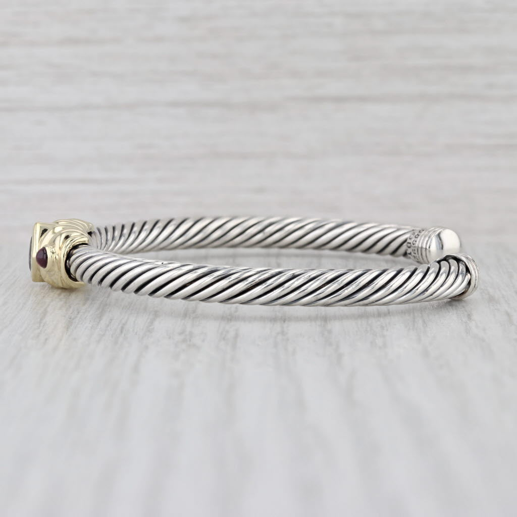 David Yurman Renaissance Cuff Bracelet Garnet Iolite Sterling Silver 14k Gold
