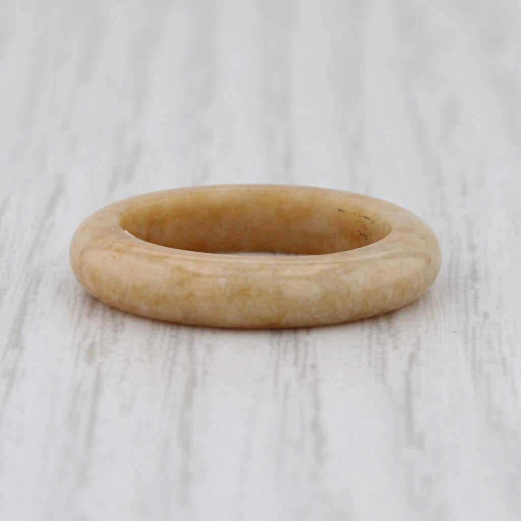 Marbled Brown Tan Jadeite Jade Band Ring Size 7.75 4.5mm