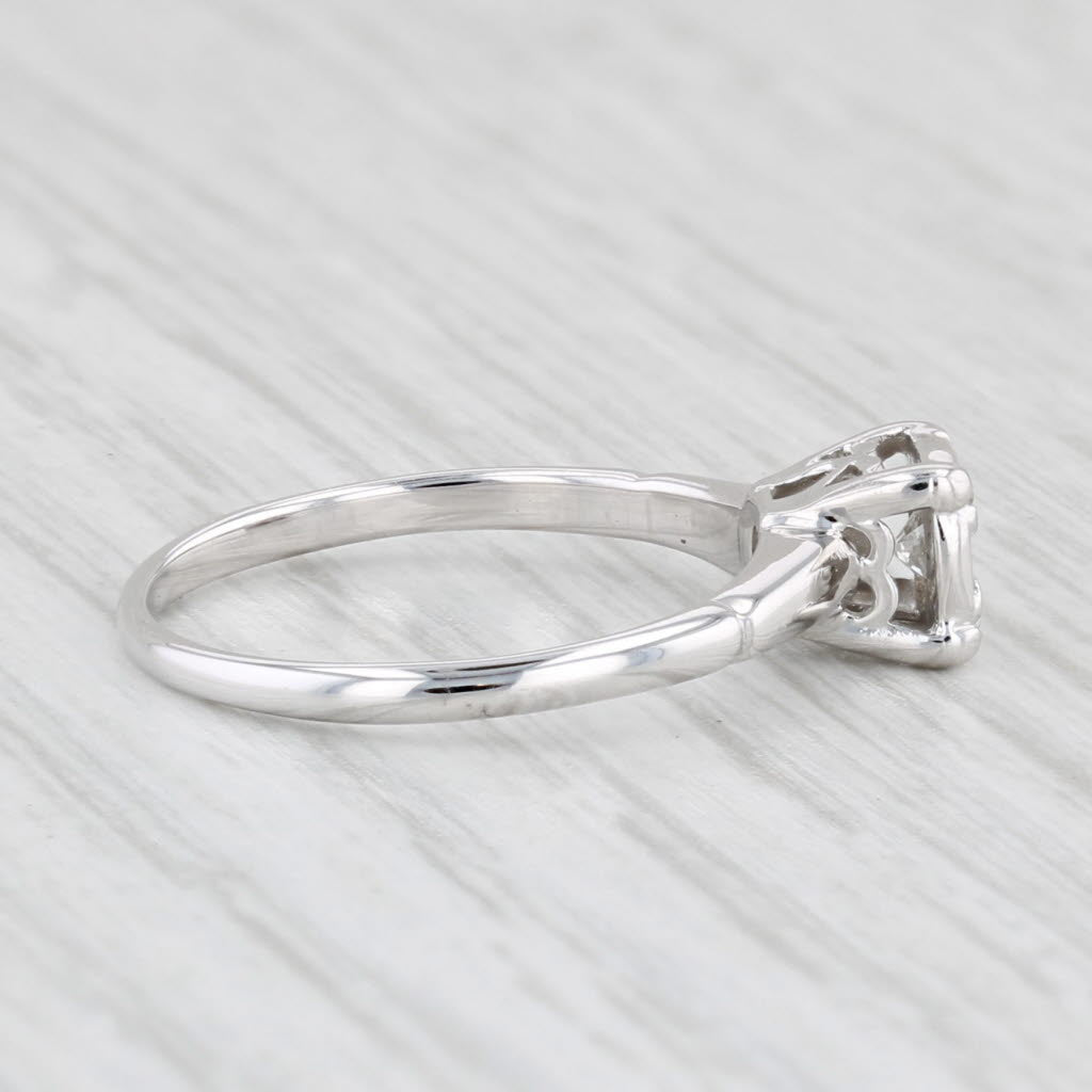 Light Gray 0.15ct Diamond Solitaire Engagement Ring 14k White Gold Size 5 Vintage