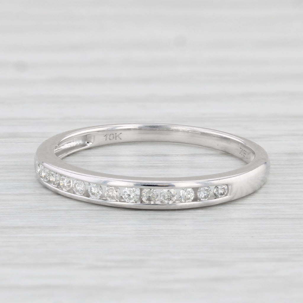 Light Gray 0.15ctw Diamond Wedding Band 10k White Gold Size 6.75 Stackable Ring
