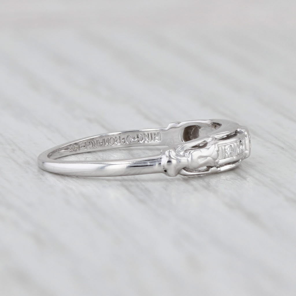 Vintage Diamond Wedding Band 14k White Gold Size 5.75 Stackable Ring