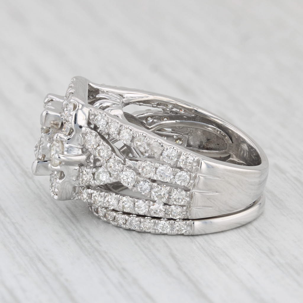 Light Gray 2.52ctw Diamond Halo Engagement Ring Wedding Band Bridal Set 10k White Gold Sz 6