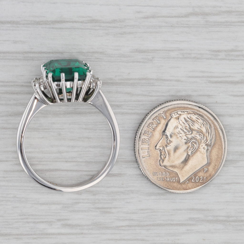 Gray 3.32ctw Lab Created Emerald Diamond Halo Ring 14k White Gold Size 6.25