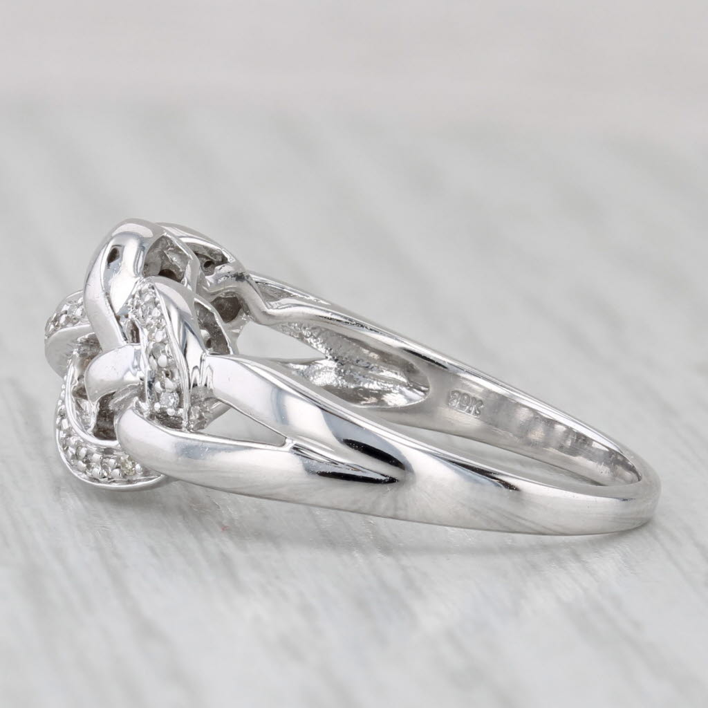 Gray Diamond Celtic Knot Ring 10k White Gold Size 8.5