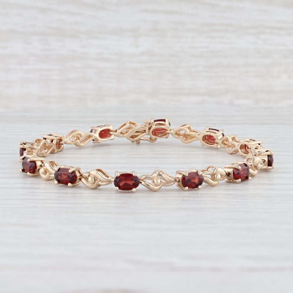Light Gray 6.80ctw Garnet Bracelet 14k Yellow Gold 6.75" 4.8mm