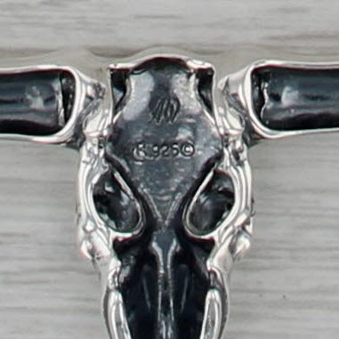 Southwestern Bull Skull Necklace Sterling Silver 16.75" Cable Cable Statement