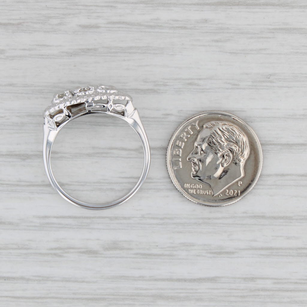 Gray 0.20ctw Diamond 3-Stone Vintage Princess Ring 14k White Gold Size 6.5