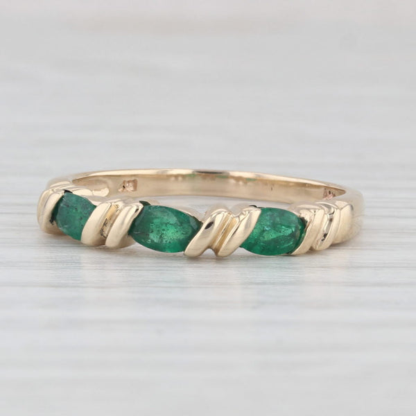 0.60ctw Emerald Stackable Ring 14k Yellow Gold Size 9.25 Oval 3-Stone