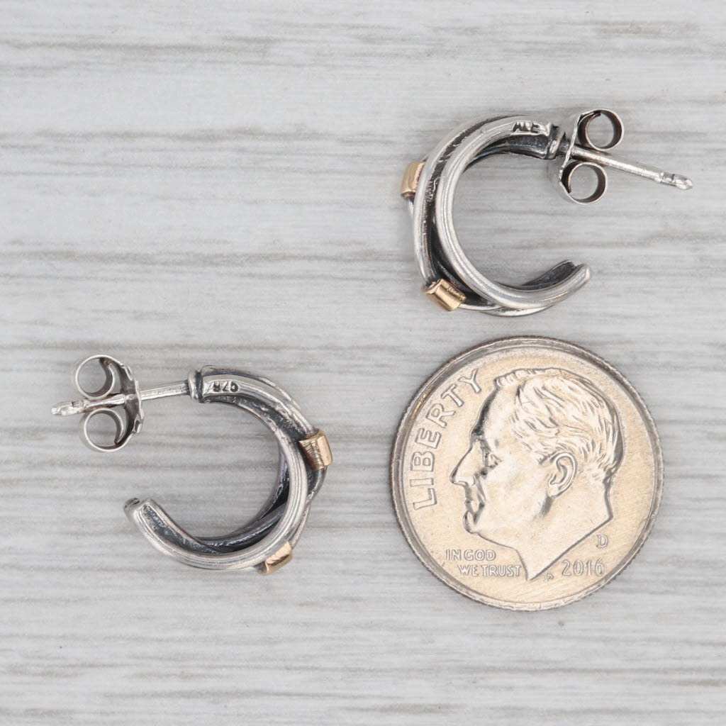 Gray Pandora Small Silver Rope Intertwined Earrings Sterling Silver 14k Gold 290263