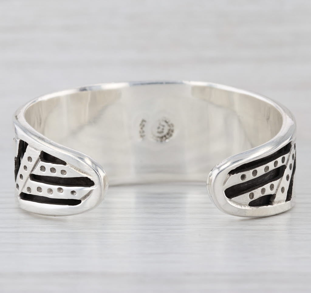 Vintage Tribal Open Work Statement Cuff Bracelet Sterling Silver Taxco Mexico