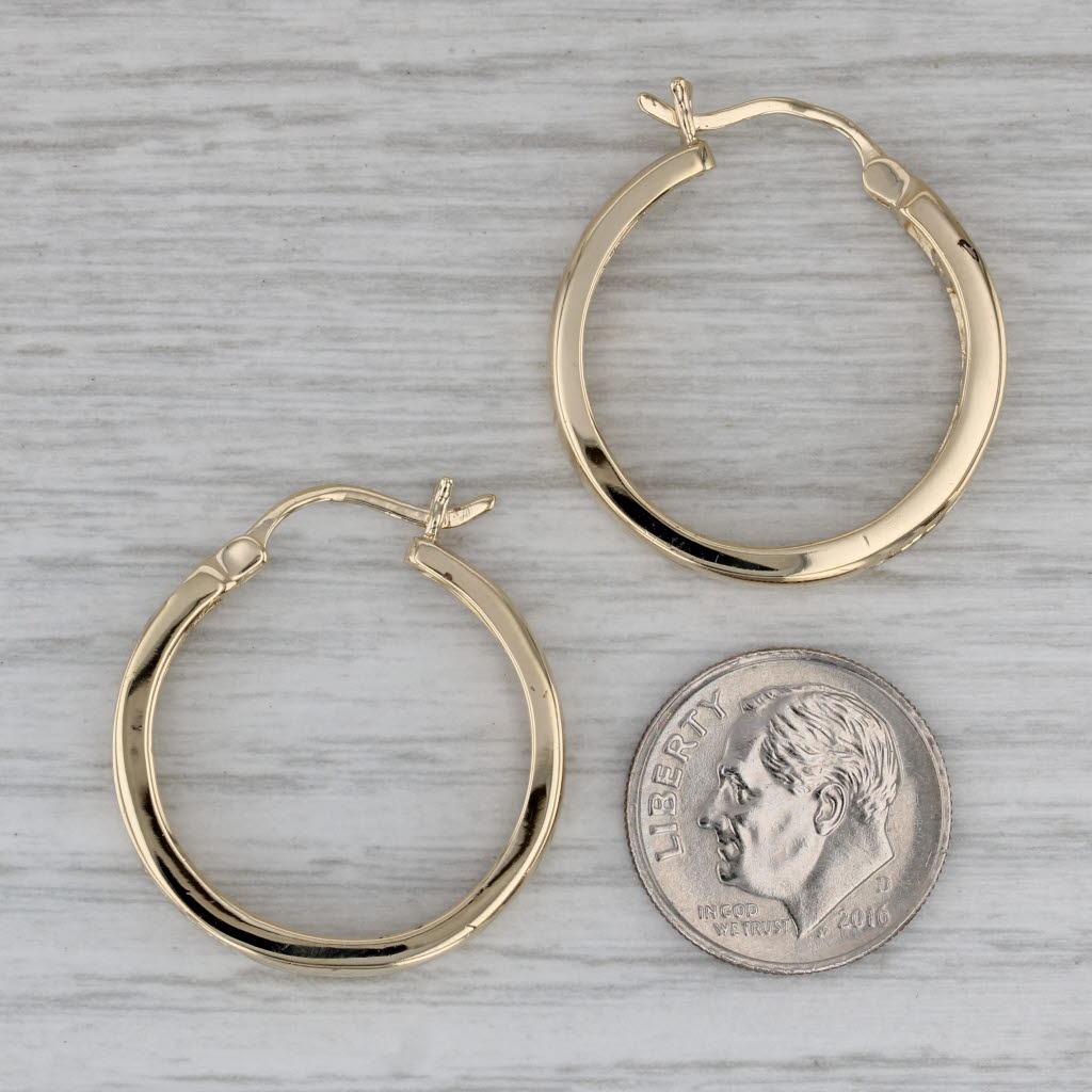 Dark Gray 0.75ctw Channel Set Diamond Hoop Earrings 14k Yellow Gold Snap Top Round Hoops