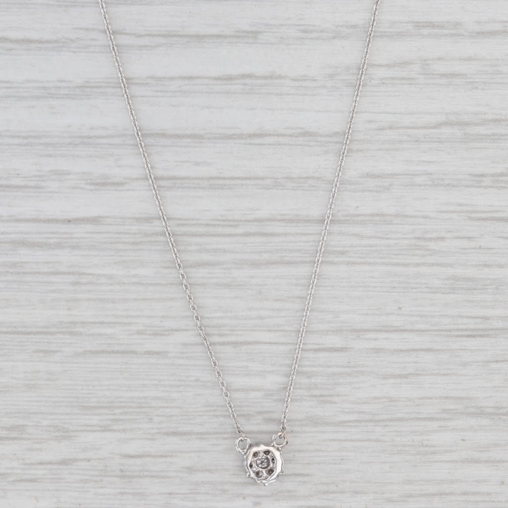 New 0.15ctw Diamond Cluster Stationary Pendant Necklace 14k Gold Adjustable