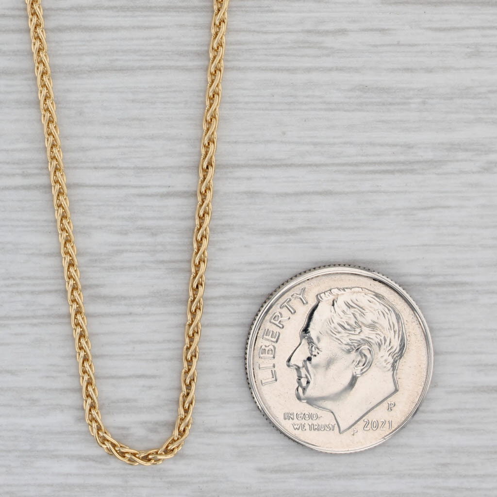 Gray 18" 1.5mm Wheat Chain Necklace 18k Yellow Gold