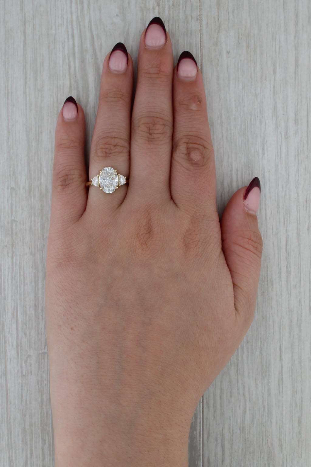 New IGI 3.41ctw Oval Lab Grown Diamond Engagement Ring 14k Yellow Gold Size 6.5