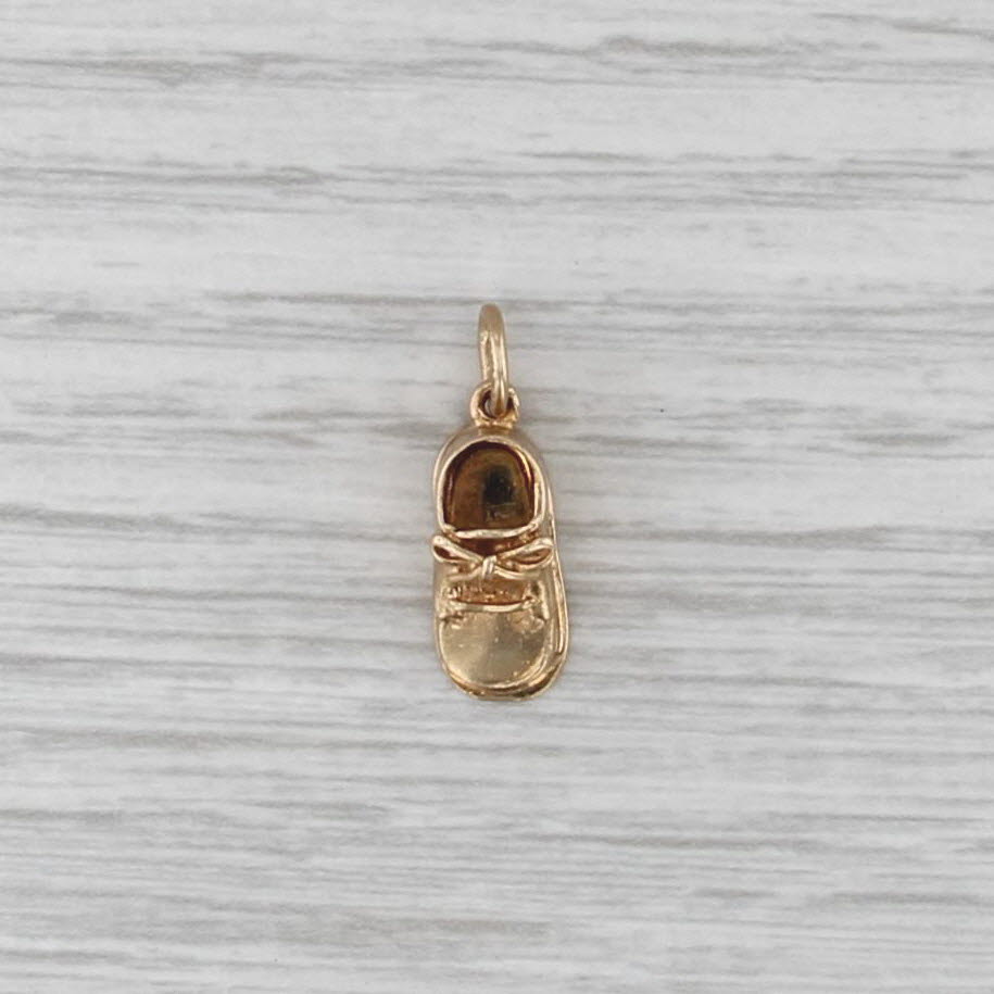 Vintage Baby Shoe Charm 14k Yellow Gold Small Keepsake Pendant New Mom