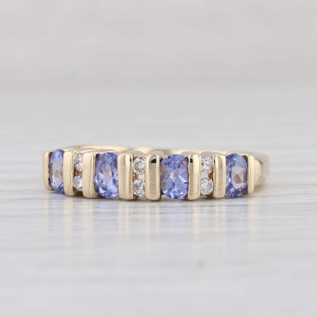0.85ctw Tanzanite Diamond Ring 10k Yellow Gold Size 6.5 Stackable