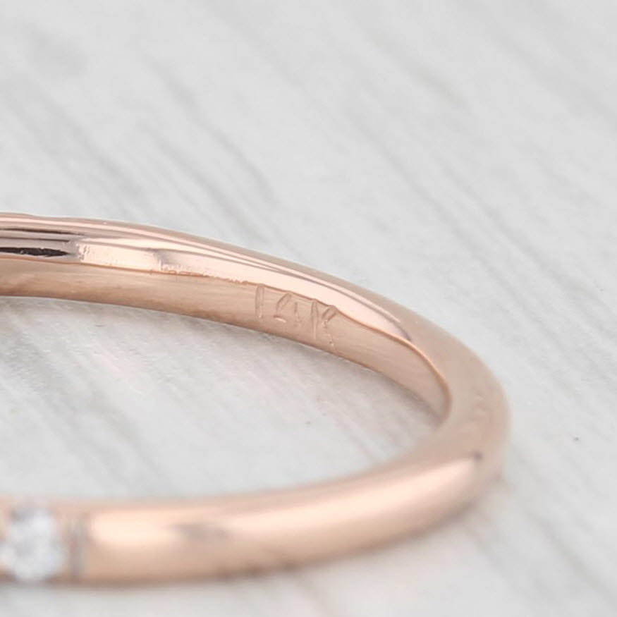 Light Gray 0.20ctw Diamond Wedding Band 14k Rose Gold Size 6.75 Stackable Ring