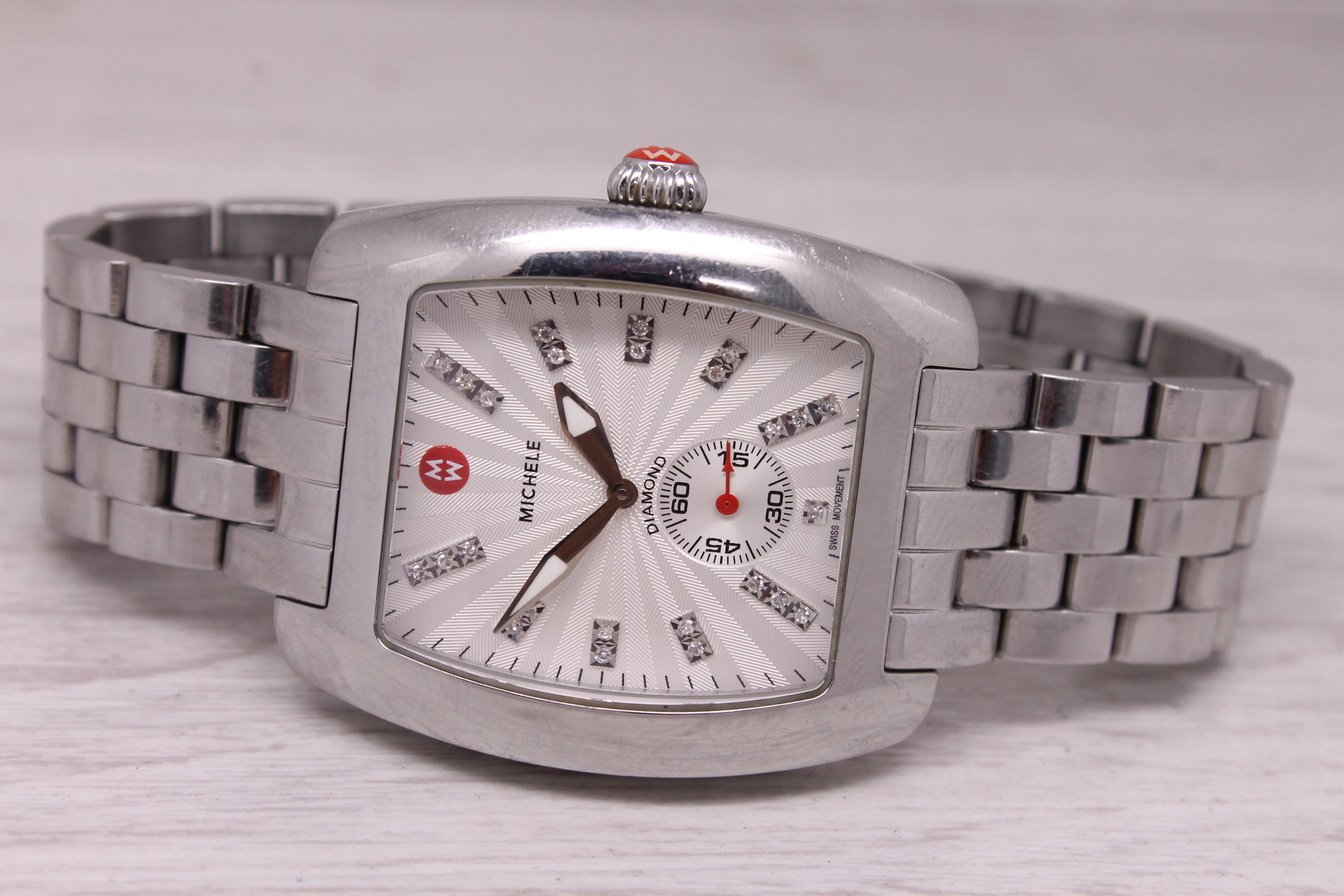Michele Urban XL Diamond 37mm Stainless Steel Watch Quartz MW02T00A0942 Swiss