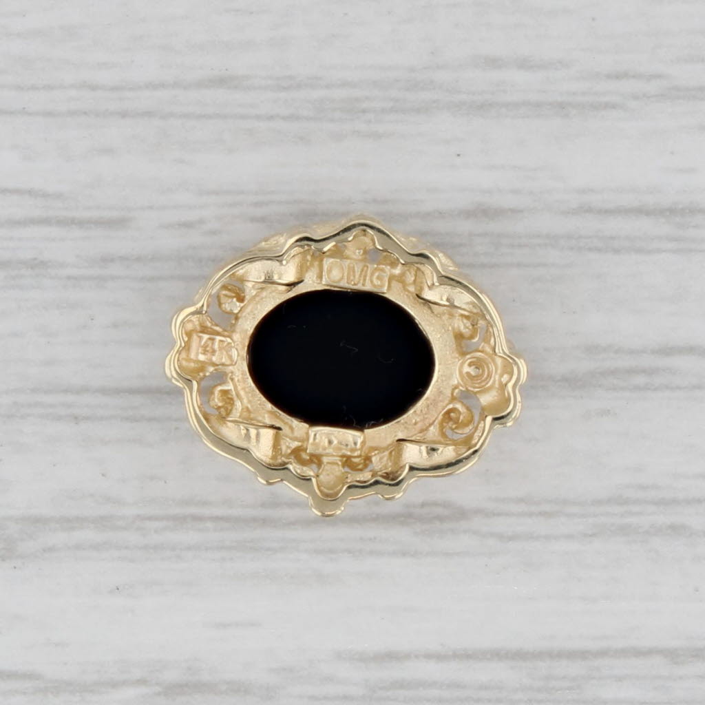 Gray Vintage Onyx Slide Bracelet Charm 14k Yellow Gold OMG