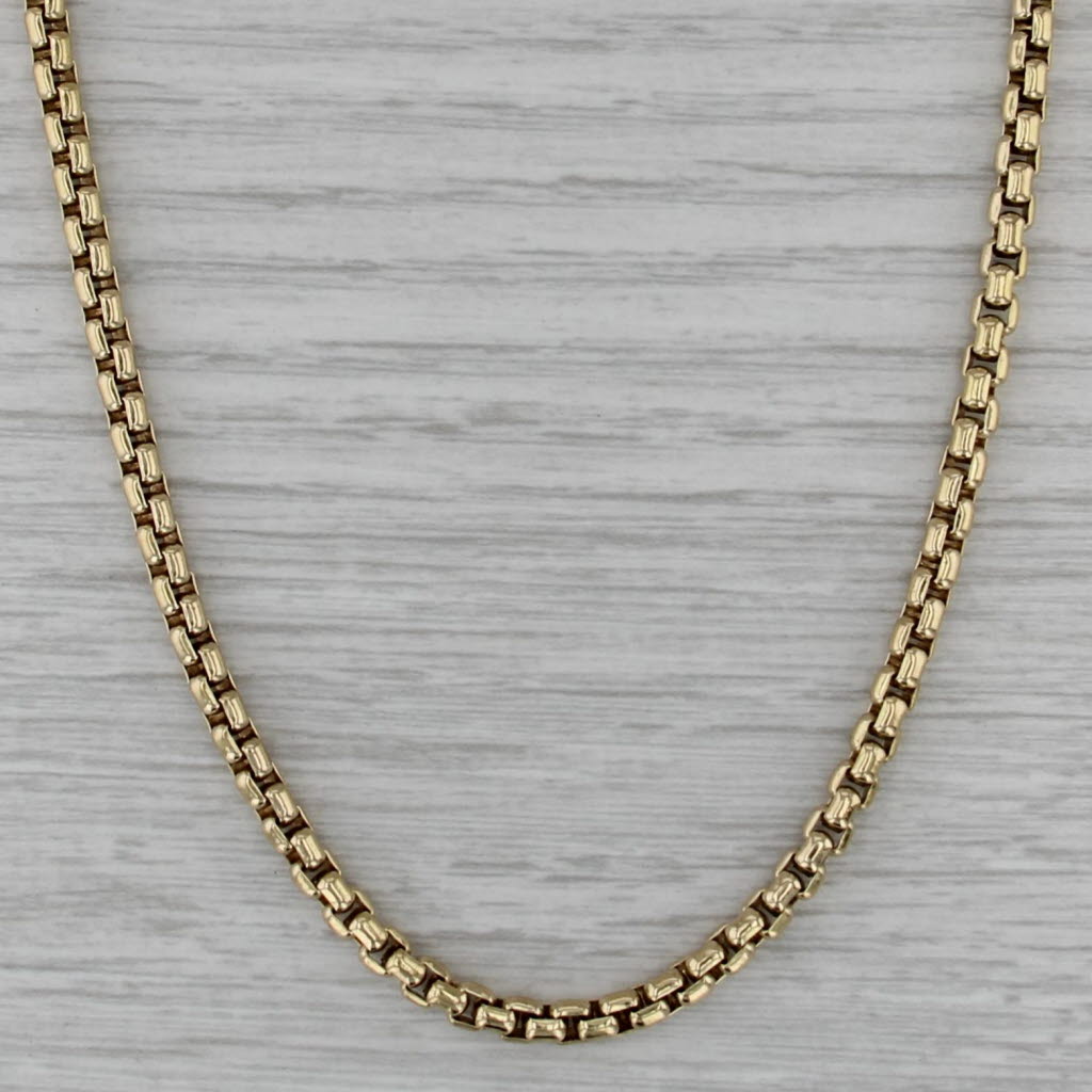 David Yurman Box Chain Necklace 18k Gold Tag 16" 3.7mm