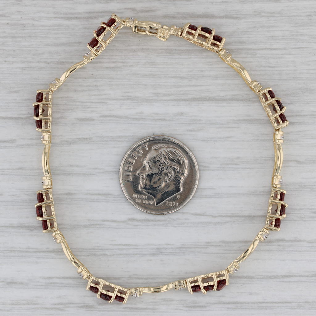 Gray 5.32ctw Garnet Diamond Bracelet 14k Yellow Gold 6.75" 5mm