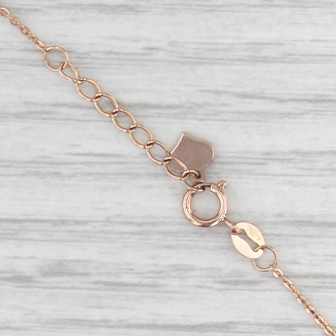 Heart Station Bracelet 18k Rose Gold 7.75" Cable Chain