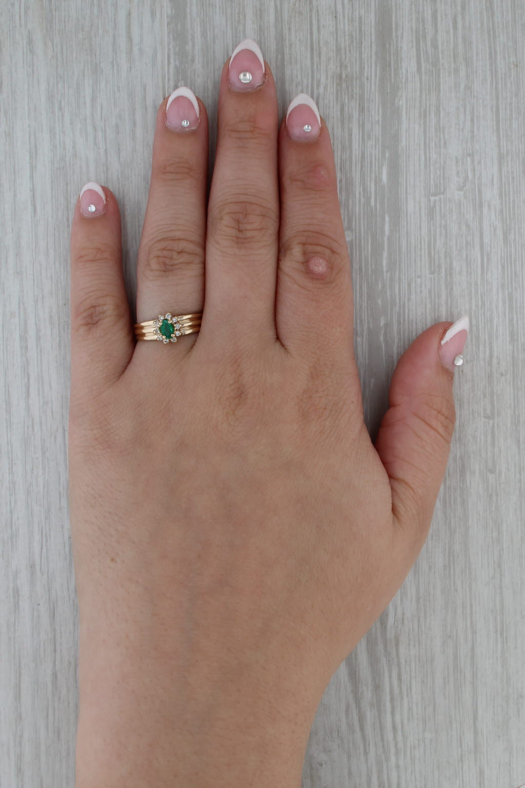 0.29ctw Emerald Diamond Halo Ring 14k Yellow Gold Size 7.5