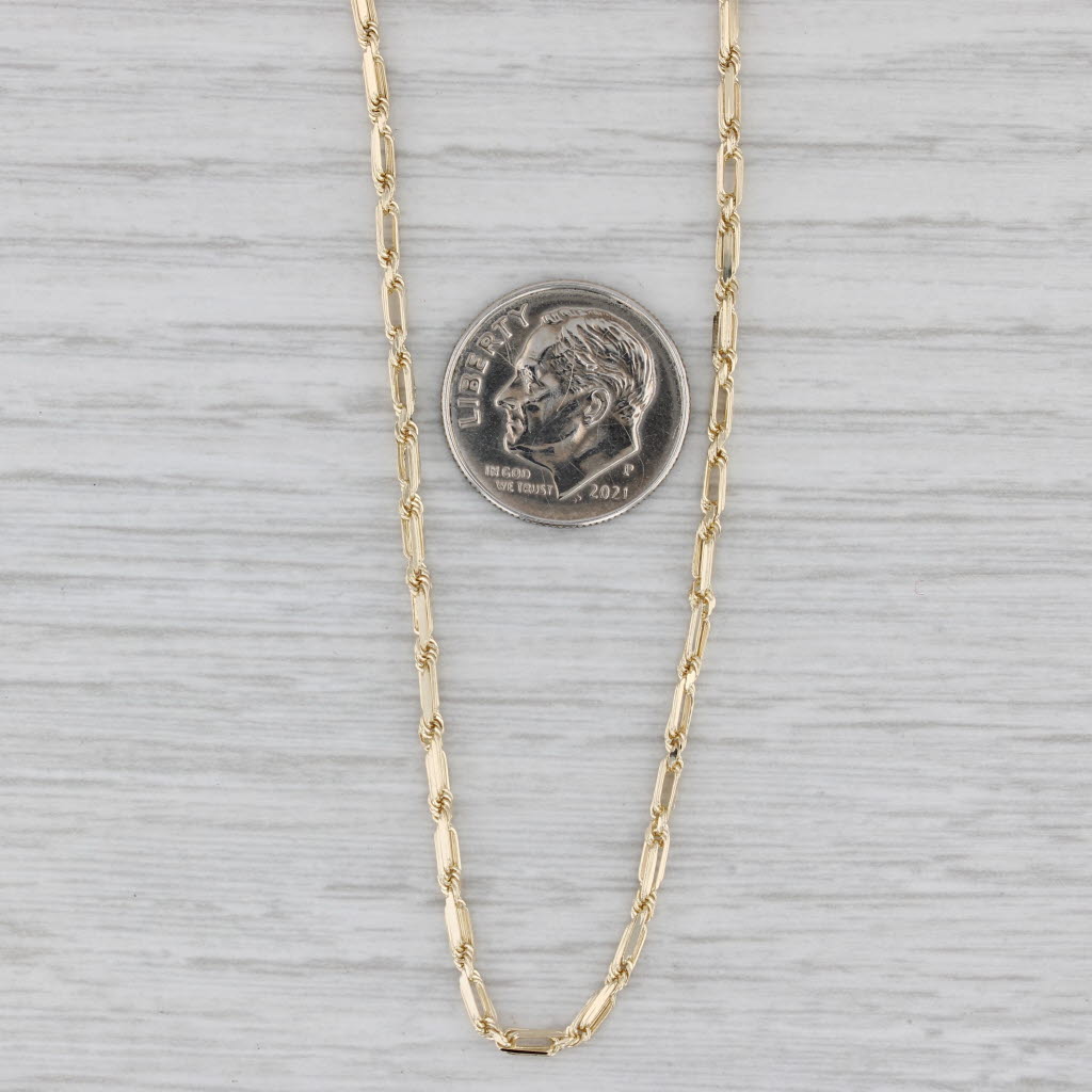 Gray 24" Fancy Cable Chain Necklace 14k Yellow Gold 1.8mm